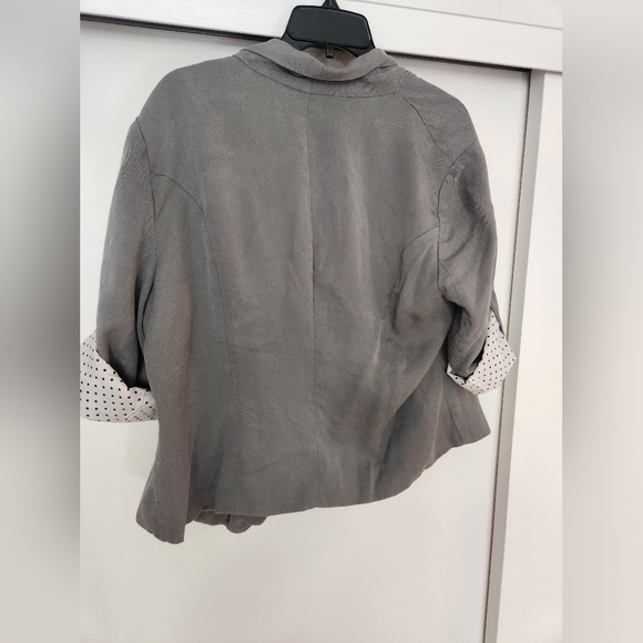 41 Hawthorne Gray Open Front Blazer with full polka dot lining Size XL - Picture 3 of 5